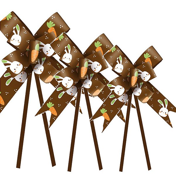 Laço Fácil Vida de Coelho Marrom - 10 unidades - Cromus Páscoa - Rizzo