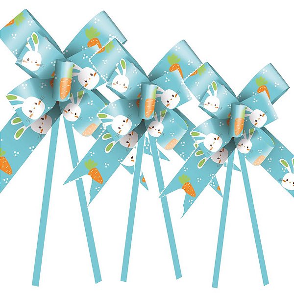 Laço Fácil Vida de Coelho Turquesa - 10 unidades - Cromus Páscoa - Rizzo