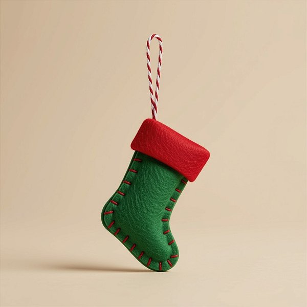 Enfeite Para Pendurar De Natal - Meia - Verde e Vermelho - 10cm - 1 unidade - Cromus - Rizzo