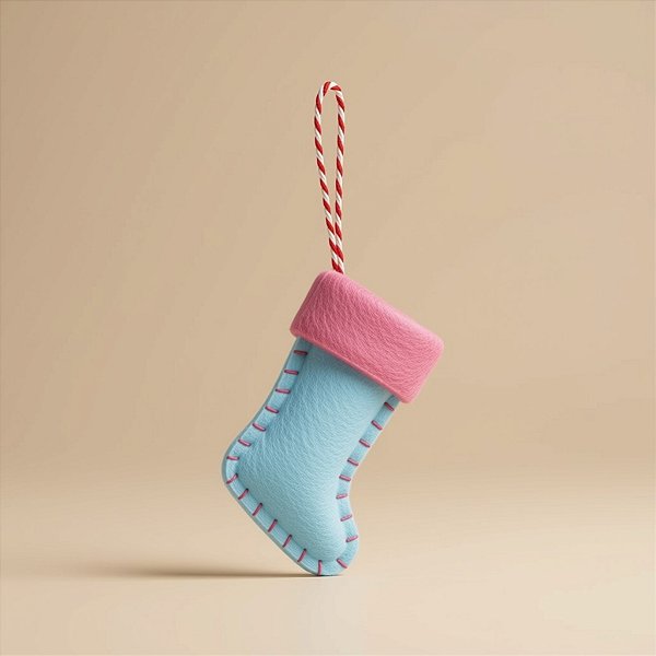 Enfeite Para Pendurar De Natal - Meia - Azul e Rosa - 10cm - 1 unidade - Cromus - Rizzo