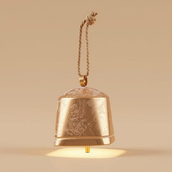 Enfeite Para Pendurar De Natal - Sino Quadrado Dourado - 15cm - 1 unidade - Cromus - Rizzo