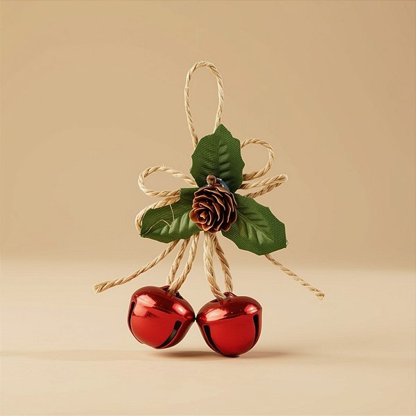 Enfeite Para Pendurar De Natal - Guizo Com Arranjo - Vermelho - 11cm - 2 unidades - Cromus - Rizzo