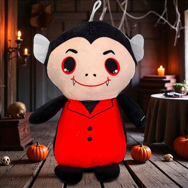 Vampiro de Pelúcia - Vermelho e Preto - 21,5cm - 1 unidade - Rizzo
