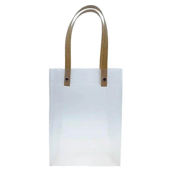Sacola Transparente Fosca com Alça De Fibra - 25x20x7cm - 10 unidades - Rizzo