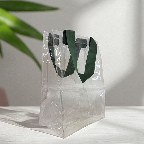 Sacola de PVC com alça de Nylon 35x15x25cm - Verde - 1 unidade - Rizzo