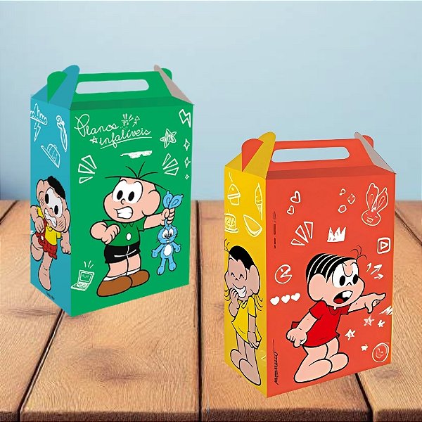 Caixa Sacola Para Lembrancinha - Turma da Mônica - 9x15x5cm - 8 unidades - Festcolor - Rizzo