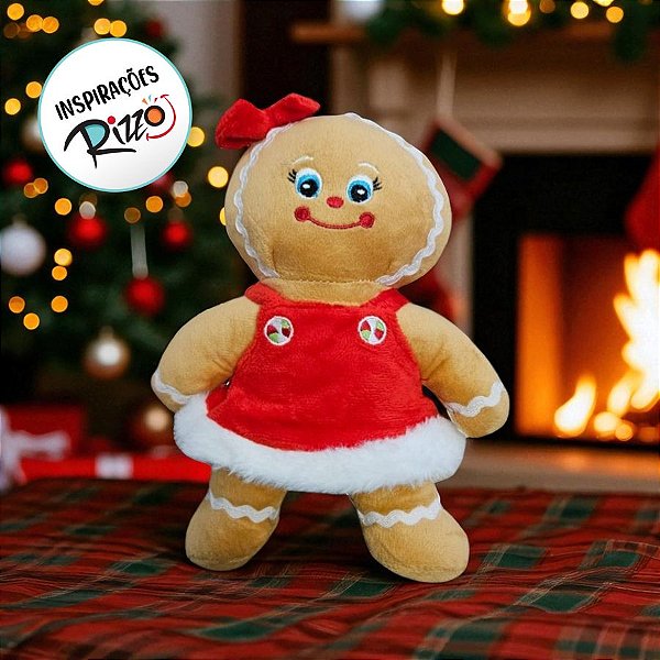 Biscoito de Natal de Pelúcia Com Vestido - 22cm - 1 unidade - Rizzo
