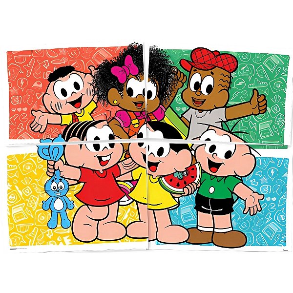 Painel Decorativo 4 Lâminas - Turma da Mônica - 128x90cm - 1 unidades - Festcolor - Rizzo