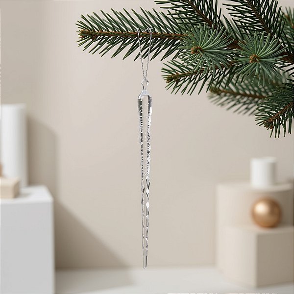 Enfeite Para Pendurar De Natal - Estalactite De Gelo - 29cm - 1 unidade - Cromus - Rizzo