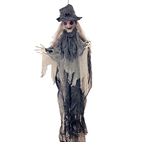 Enfeite Decorativo de Halloween Com Luz e Som - Bruxa Alba - 180cm - 1 unidade - Cromus - Rizzo