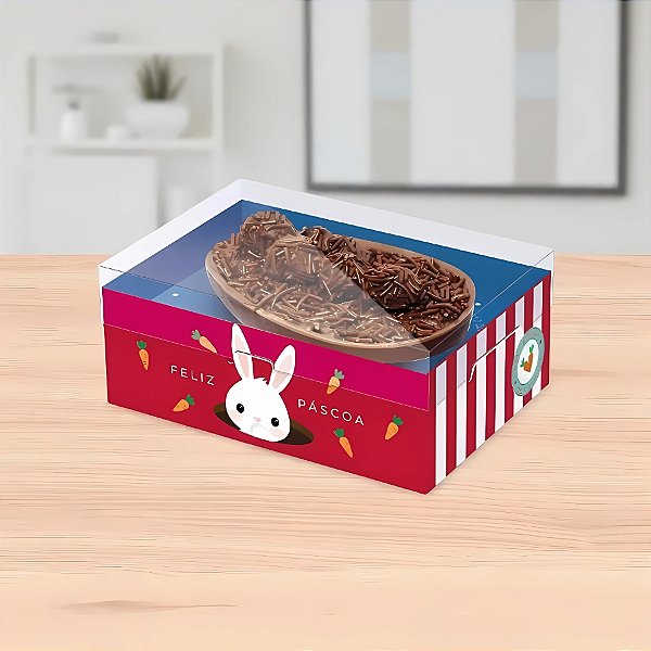 Caixa New Moldura Para Meio Ovo De Páscoa - Coelinho Sai Da Toca - 6 unidades - Cromus - Rizzo
