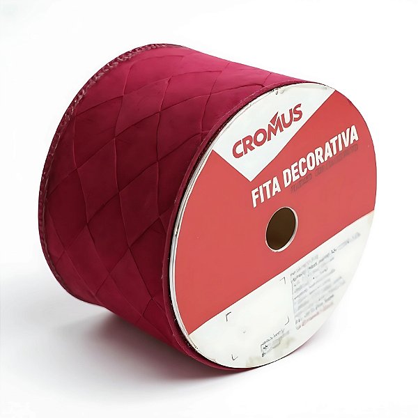 Fita Decorativa de Natal - Veludo Vermelho - 6,3x4,57cm - 1 unidades - Cromus - Rizzo