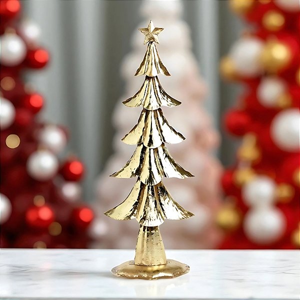 Mini Árvore de Natal - Champagne - 40x17x8,5cm - 6 unidades - Cromus - Rizzo