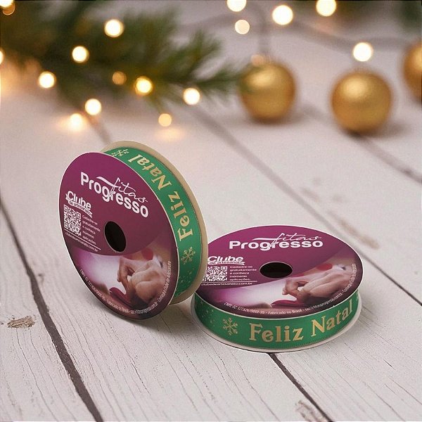 Fita de Cetim 10m x 15mm - Cor 507 - Feliz Natal Verde - Rolo 10 metros  - 1 unidade - Progresso - Rizzo