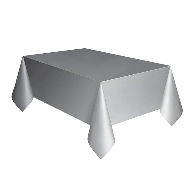 Toalha de Mesa de Plástico Laminado - Prata - 1,37x1,83m - 1 unidades - Artlille - Rizzo