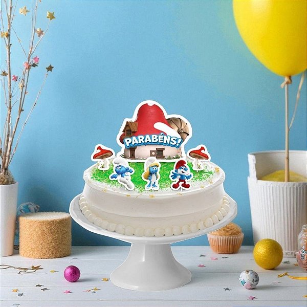 Kit topo de Bolo - Os Smurfs - 6 itens - 6 unidades - Regina - Rizzo