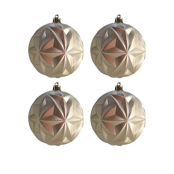 Bolas de Natal - Champagne Matte - 10cm - 4 unidades - Cromus - Rizzo