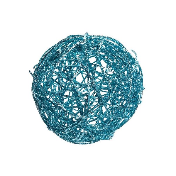 Enfeite Bola de Rattan - Azul - 6x6cm - 1 unidade - Cromus - Rizzo