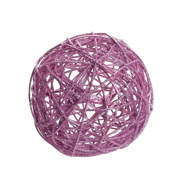 Enfeite Bola de Rattan - Rosa - 7,5x7,5cm - 1 unidade - Cromus - Rizzo