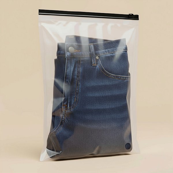 Saco Trilho Zip Transparente Fosco com Furo - Trilho Preto - 50x60cm - 50 unidades - Rizzo