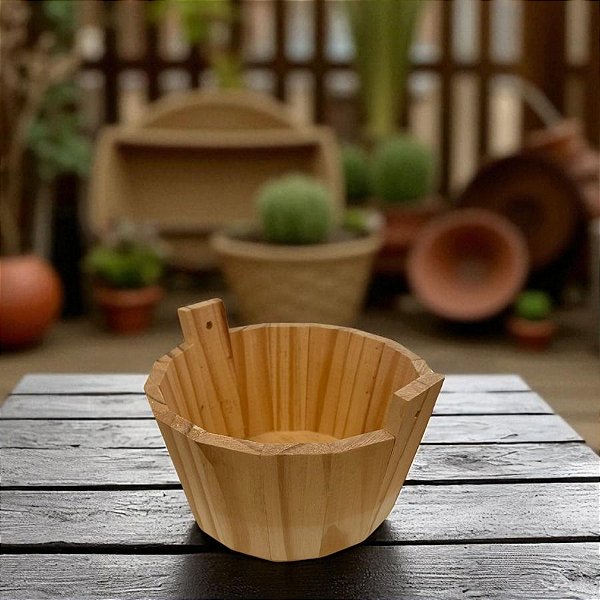 Cesta Tina de Madeira Alta - 9,5x17cm - 1 unidade - Rizzo