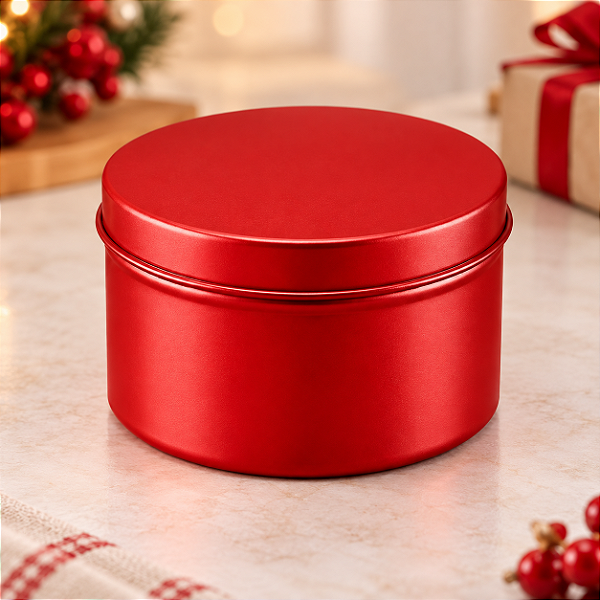 Lata de Metal Redonda - Vermelho - 7,5x7,5x4,5cm - 1 unidade - Rizzo