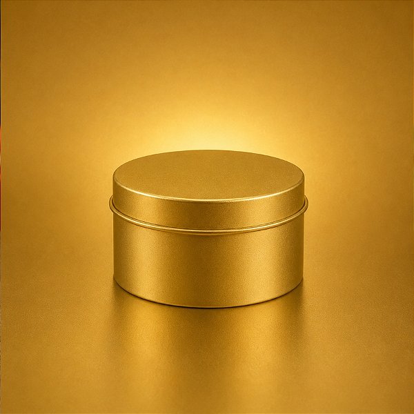 Lata de Metal Redonda - Dourado - 7,5x7,5x4,5cm - 1 unidade - Rizzo