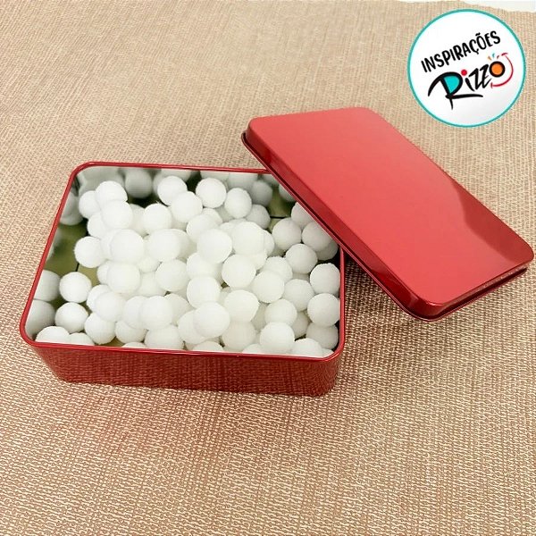 Lata de Metal Retangular - Vermelho - 11,5x19x4,5cm - 1 unidade - Rizzo