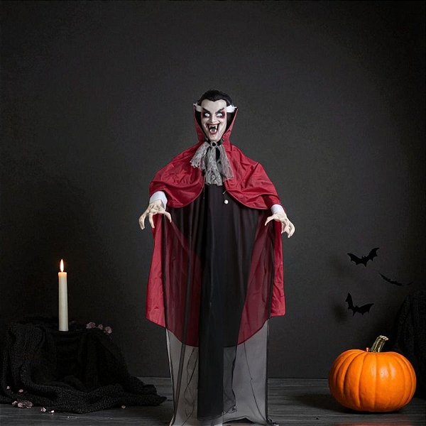 Enfeite Decorativo De Halloween Com Som e Movimento - Vampiro Pretus - 1,80m - 1 unidade - Cromus - Rizzo