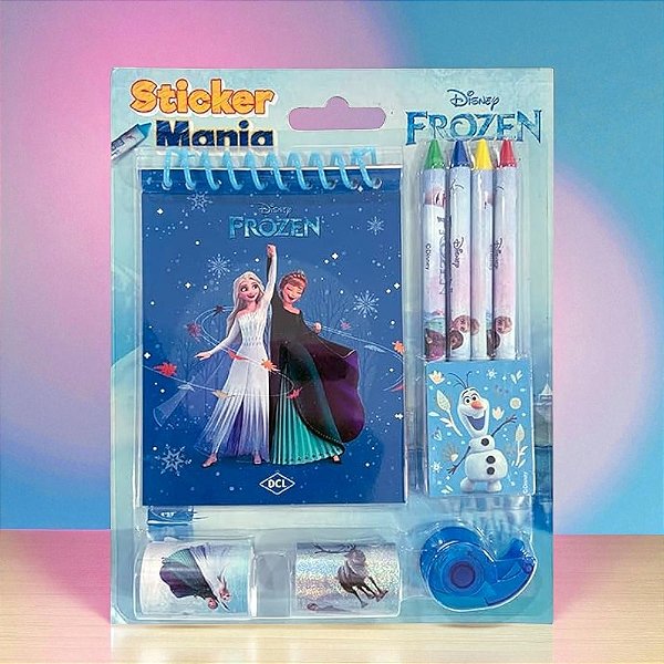 Kit Para Colorir Com Adesivos - Frozen - 8 Itens - 1 unidade - Disney Original - Rizzo