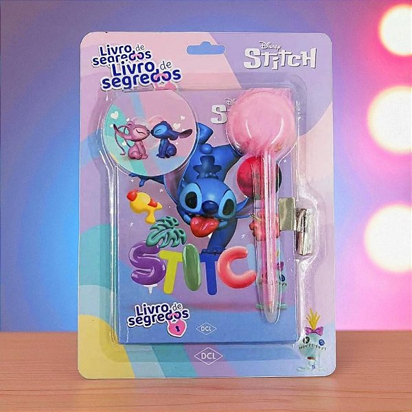 Kit Livro de Segredos Com Caneta Pompom - Stitch - 1 unidade - Disney Original - Rizzo