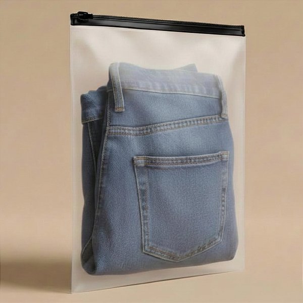 Saco Trilho Zip Transparente Fosco - Trilho Preto - 40x55cm - 50 unidades - Rizzo