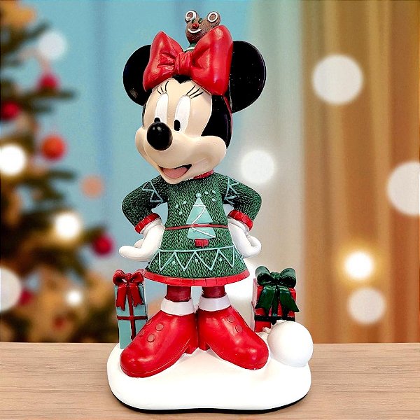 Enfeite de Natal - Minnie Mouse com Presentes - 34x19cm - 1 unidade - Disney Original - Rizzo