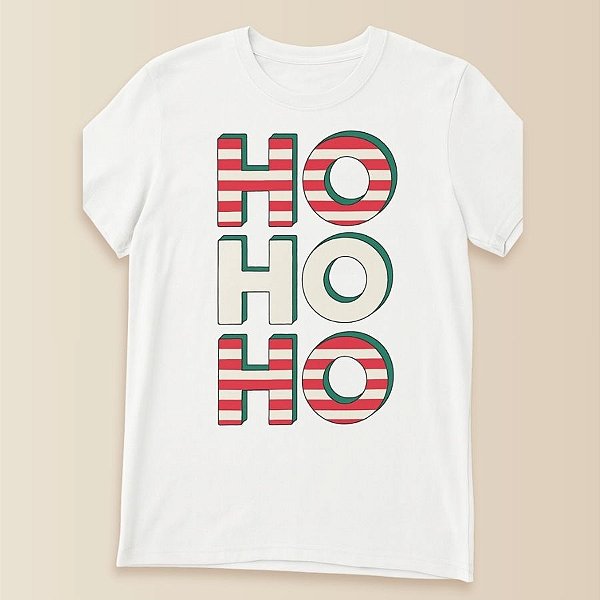 Camiseta Branca Estampada - HoHoHo - Adulto - 1 unidade - Rizzo
