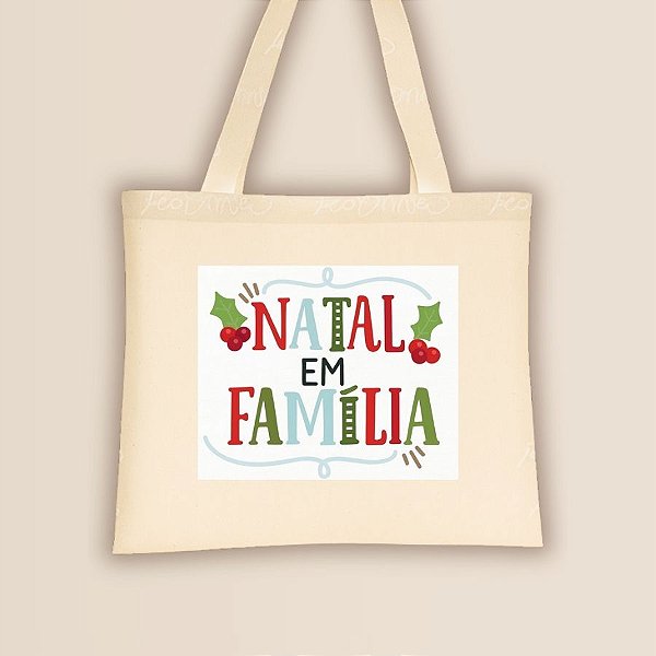 Sacola de Algodão Ecobag - Natal Em Família - 40x33cm - 1 unidade - Rizzo