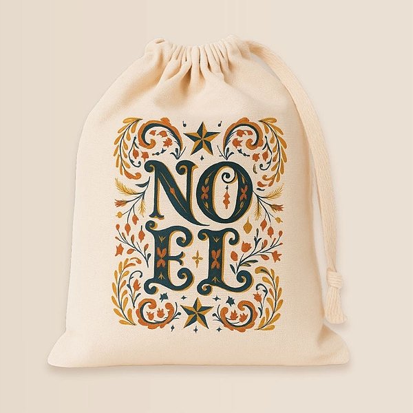 Saco de Algodão - Noel - M - 17x21cm - 1 unidade - Rizzo