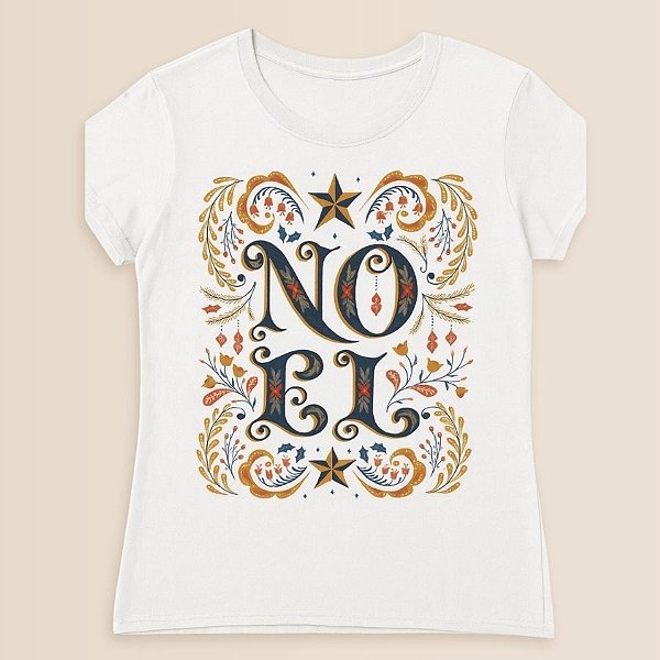 Camiseta Branca Estampada - Noel - Adulto - 1 unidade - Rizzo
