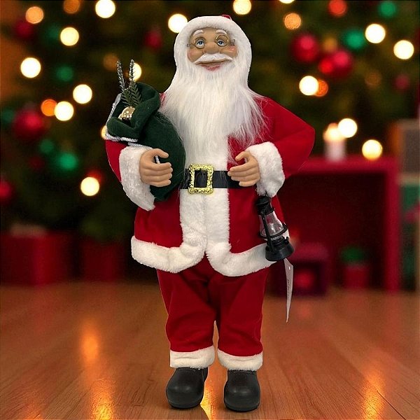 Papai Noel Decorativo em Pé Com saco de presente decorado - 60cm - 1 unidade - Rizzo