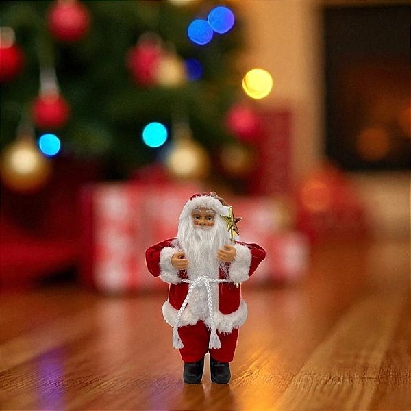 Papai Noel Decorativo em Pé Com Varinha de Estrela - 20cm - 1 unidade - Rizzo