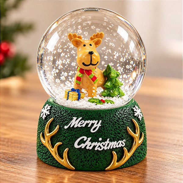 Enfeite Decorativo de Natal - Globo de Neve com Rena - 4,5x7cm - RZO02297 - 1 unidade - Rizzo
