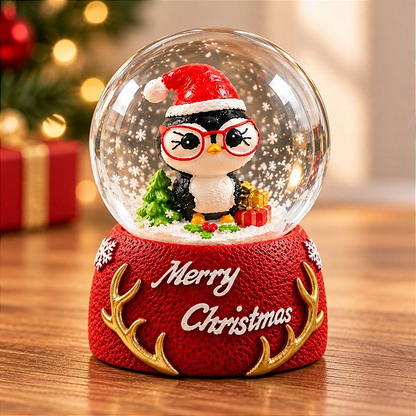 Enfeite Decorativo de Natal - Globo de Neve com Pinguim - 4,5x7cm - RZO02297 - 1 unidade - Rizzo