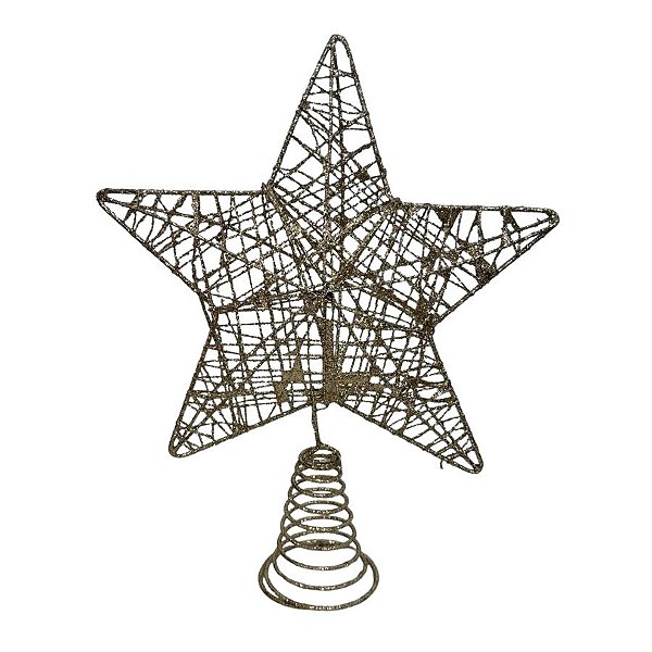 Topo Estrela para Árvore de Natal Plástico - Ouro - 24x19,5x5cm - 1 unidade - Cromus - Rizzo