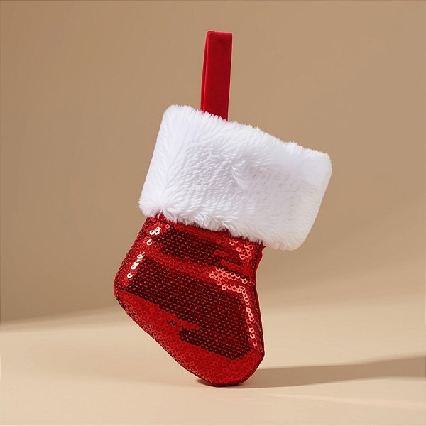Meia de Natal para Pendurar - Vermelho Metalizado - 15cm - 1 unidade - Cromus - Rizzo