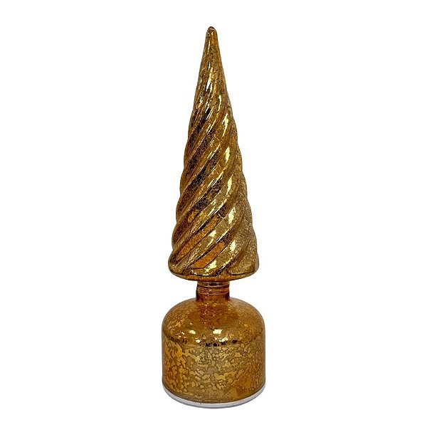 Enfeite Decorativo de Natal com Luz e Movimento - Árvore Giratória Dourada - 29,5x9x9cm - 1 unidade - Cromus - Rizzo