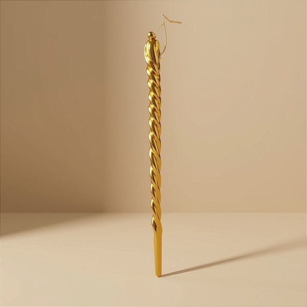 Enfeite Decorativo Para Pendurar de Natal - Estalactite Espiral Ouro - 28,5x2x2cm - 1 unidade - Cromus - Rizzo