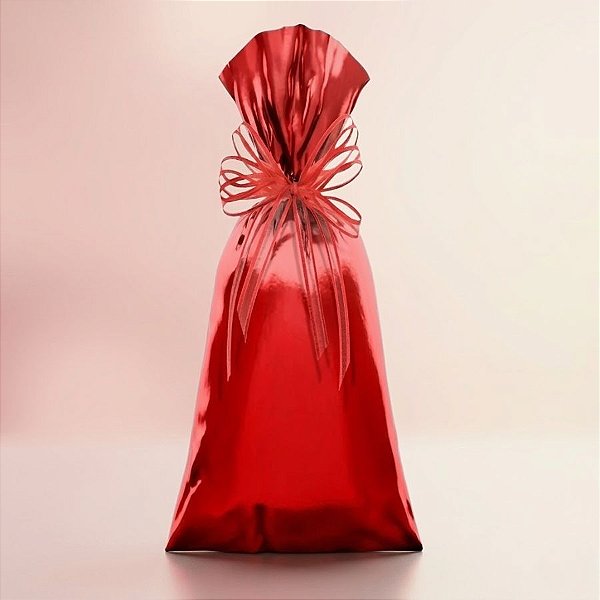 Saco Para Presente Metalizado - Vermelho G4 - 20x50cm - 50 unidades - Cromus - Rizzo