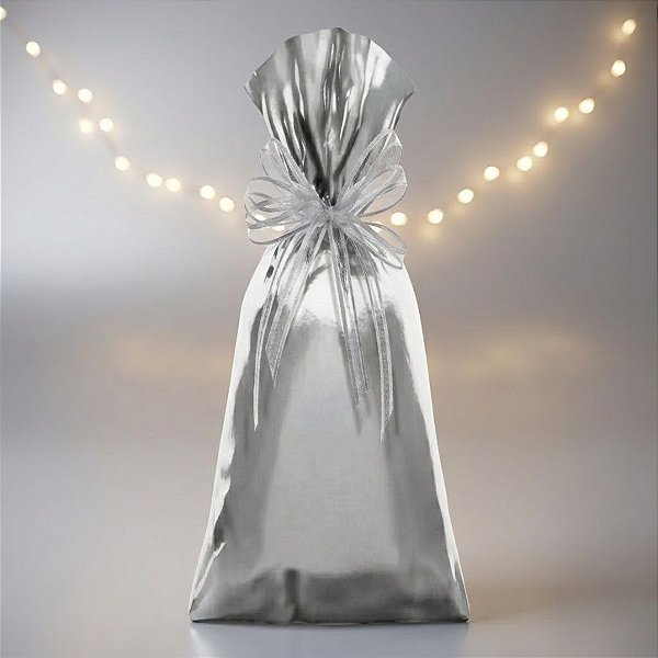 Saco Para Presente Metalizado - Prata G4 - 20x50cm - 50 unidades - Cromus - Rizzo
