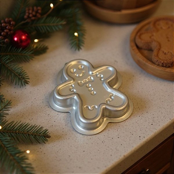 Forma Ballerine em Alumínio - Boneco Ginger Bread De Natal - 18x14,8x4cm - 1 unidade - Caparroz  - Rizzo
