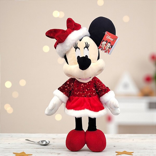 Pelúcia Decorativa de Natal - Minnie em Pé - Lanteloujas - 45cm - 1 unidade - Disney Original - Rizzo