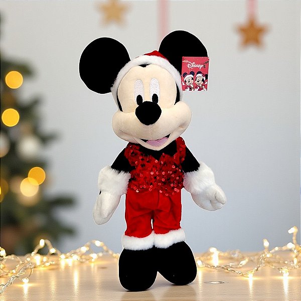 Pelúcia Decorativa de Natal - Mickey em Pé - Lanteloujas - 45cm - 1 unidade - Disney Original - Rizzo